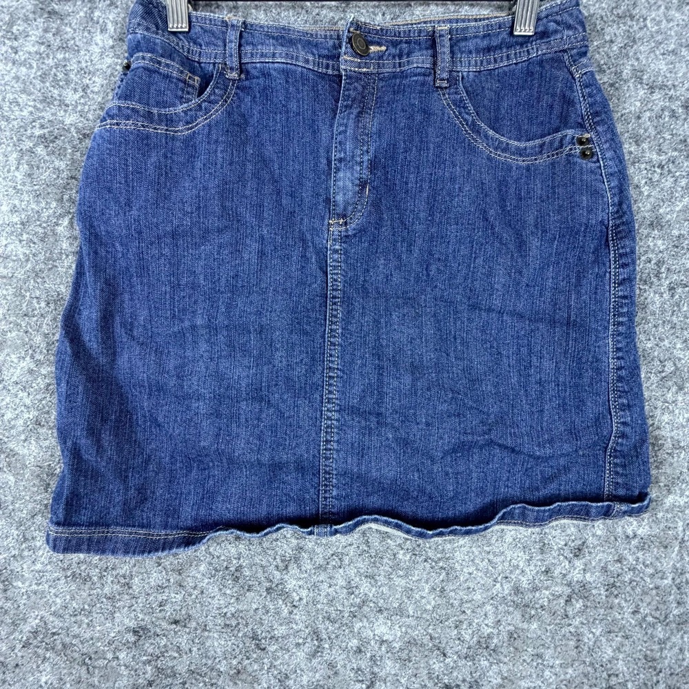 Croft & Barrow Jean Skorts Womens 6 Blue Denim Cottonโ Stretch Modest Minimalist